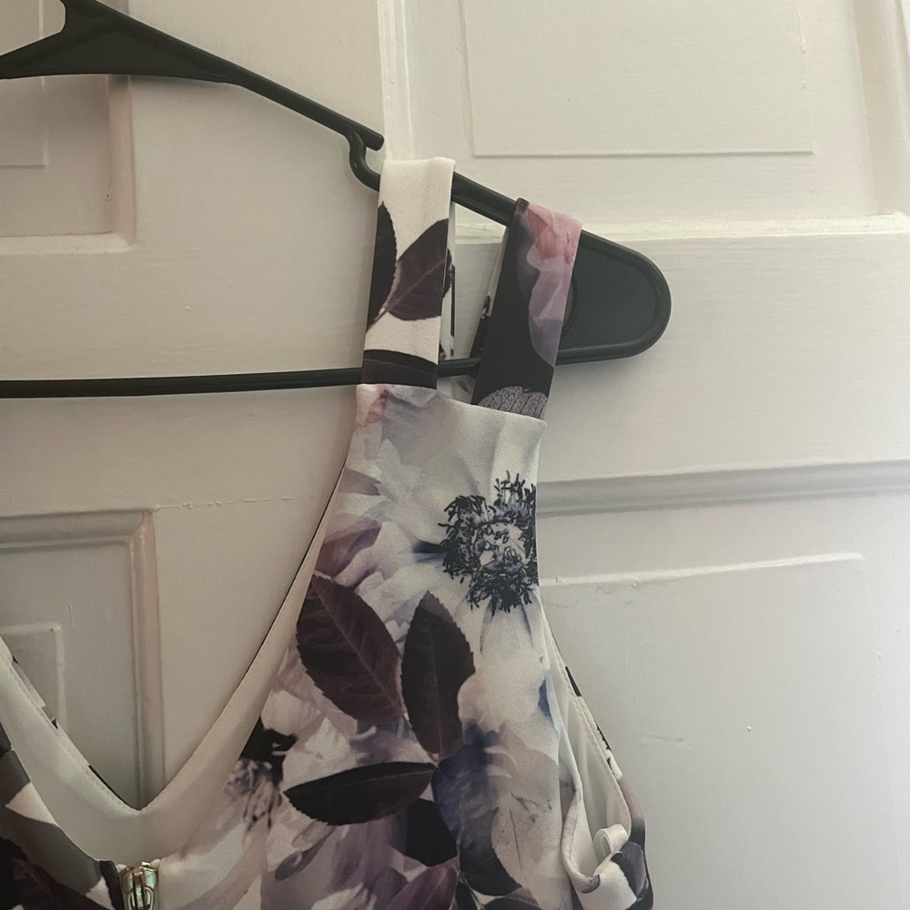 Purple/black/white floral wedding guest dress - Picture 3 of 3